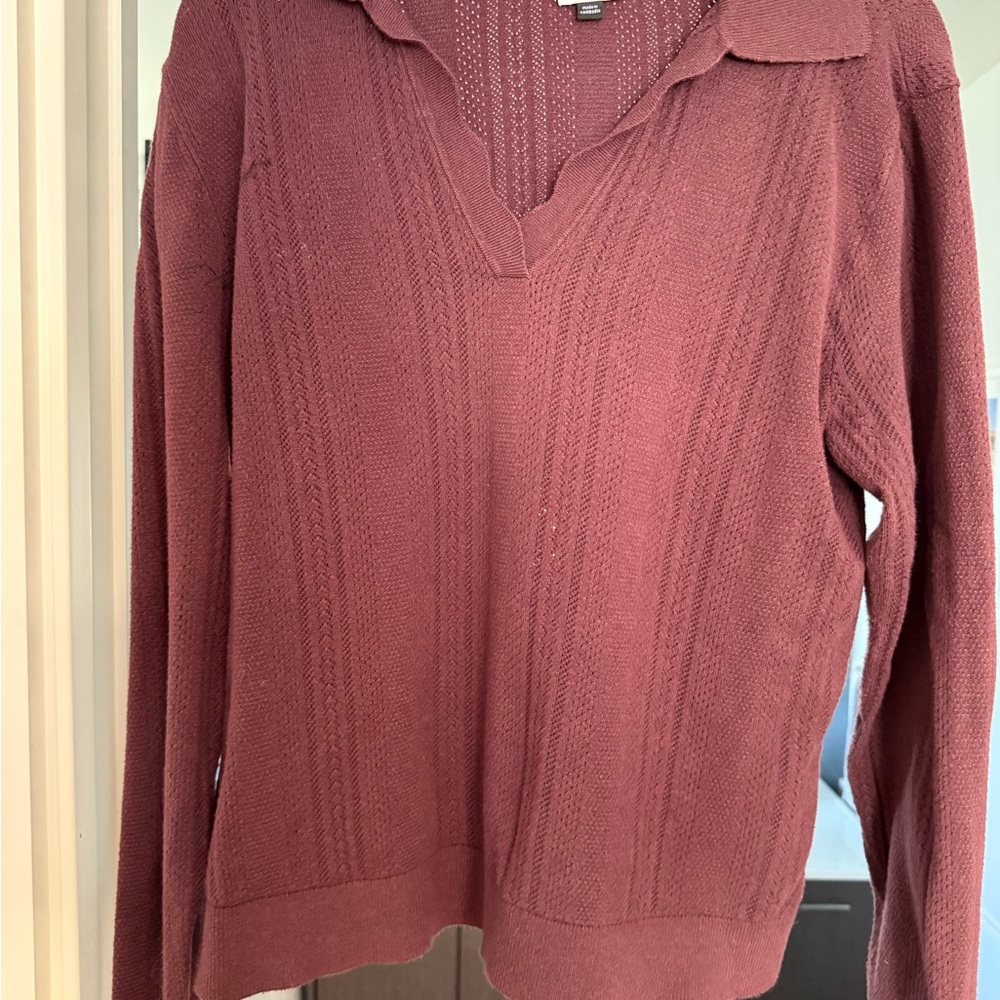 CAbi Maroon V-Neck Sweater